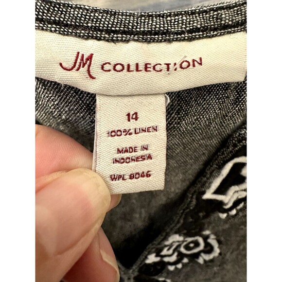 JM Collection Womans Linen Embroidered Top Size 14 Boho Artsy Lagenlook Western - Picture 2 of 10